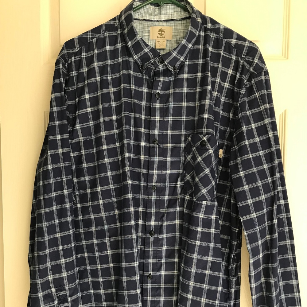 Timberland button down plaid shirt, XXL slim-fit